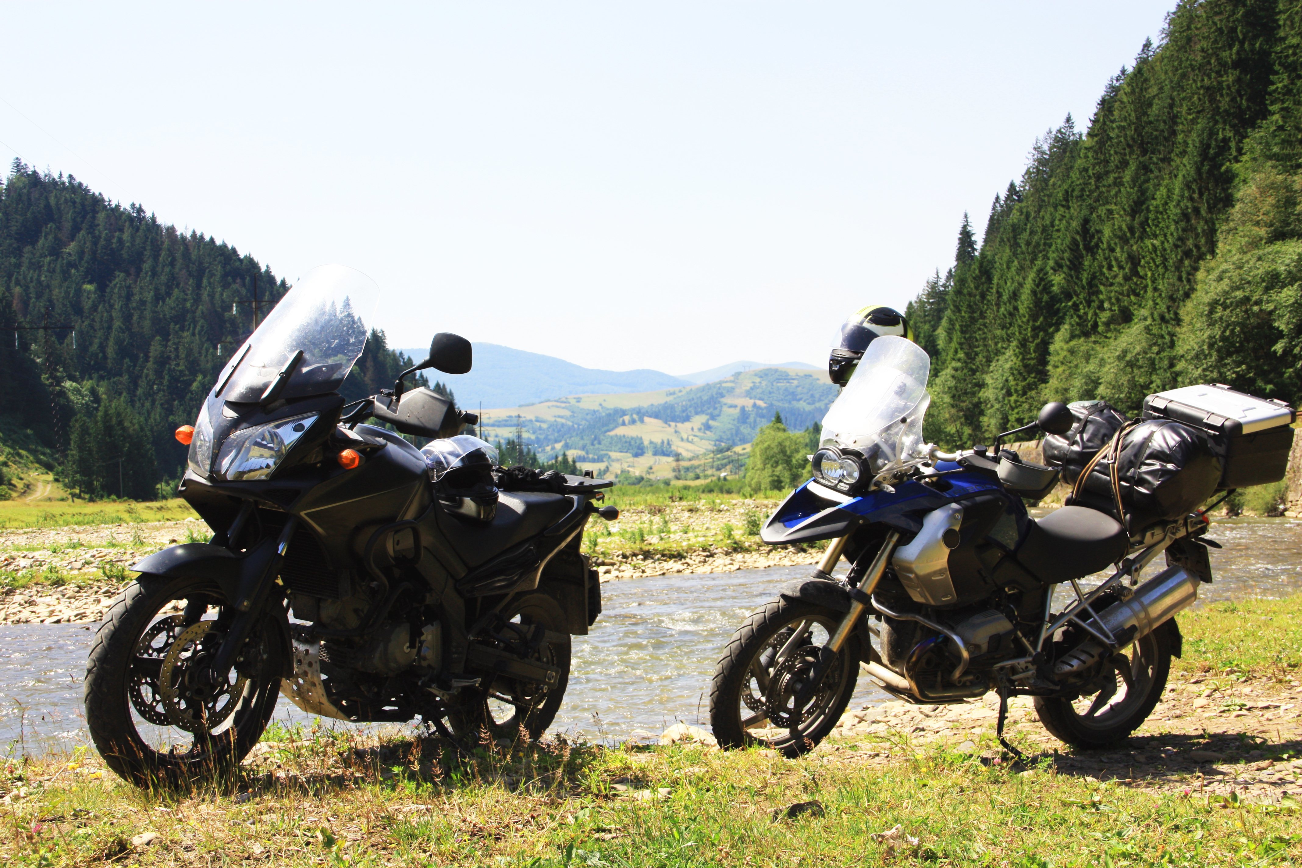 motorcycles on side of road